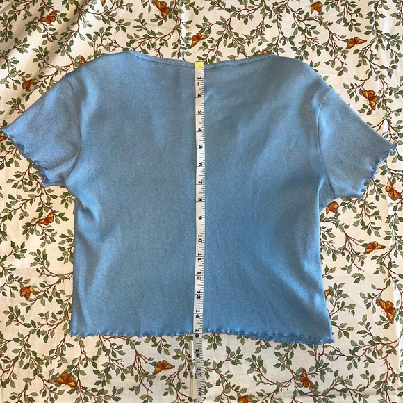 Women’s vintage boho baby blue crop top - Picture 6 of 9